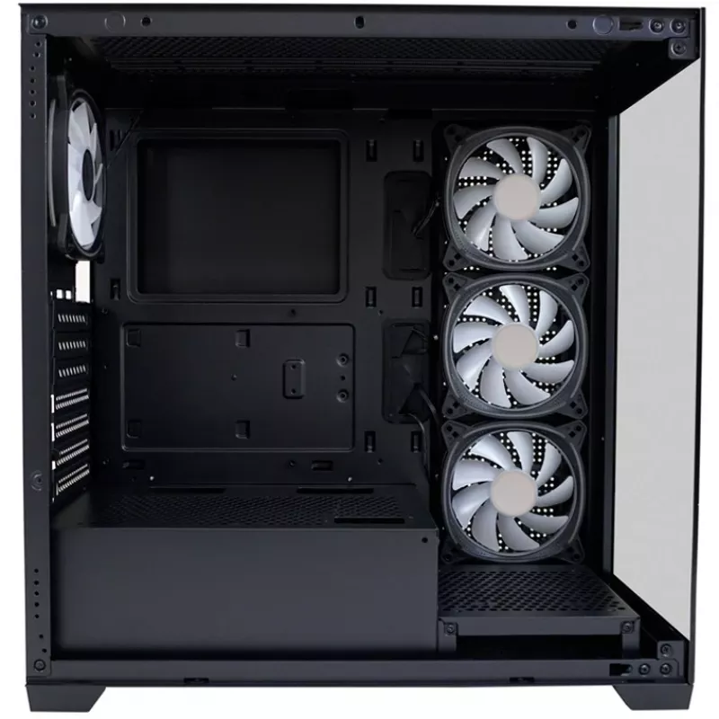 Caixa LC-Power MidiTower 715B preta USB3.2/Áudio sem fonte de alimentação SEAMLESS_X (LC-715B-ON)
