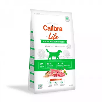 Ração seca para cães Calibra Life Adult Medium Breed Lamb 12 kg — alimento completo para cães adultos de raças médias, 27% proteína, 16% gordura, sem glúten