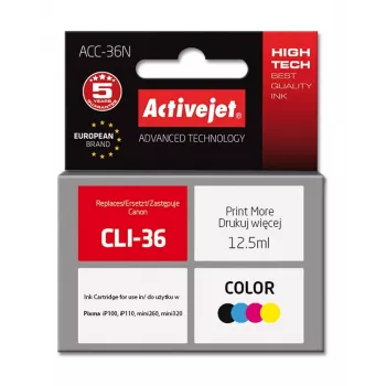 Tinteiro Activejet ACC-36N (substituto para Canon CLI-36; Supreme; 12,5 ml; cor)