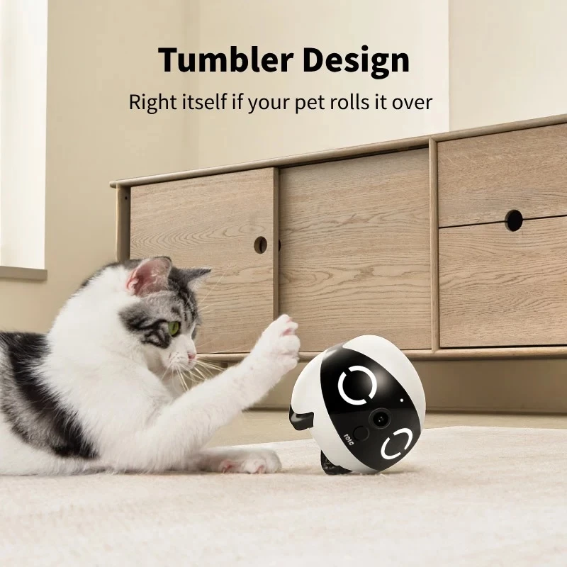 Enabot ROLA Mini robô companheiro para animais de estimação, laser, 5000 mAh, branco/preto