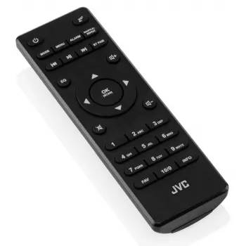 Rádio internet JVC RA-E981B — streaming Wi‑Fi e Bluetooth, DAB+, FM, 2x5W, 40 memórias de estações, USB, AUX, ecrã LCD