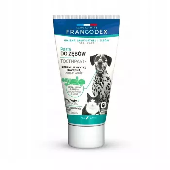 Pasta dentífrica FRANCODEX para cão e gato 70 g — prevenção de tártaro, bisnaga