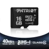 Cartão de memória microSDHC PATRIOT PSF16GMDC10 — 16 GB, Class 10, UHS-I (U1), 80 MB/s, preto