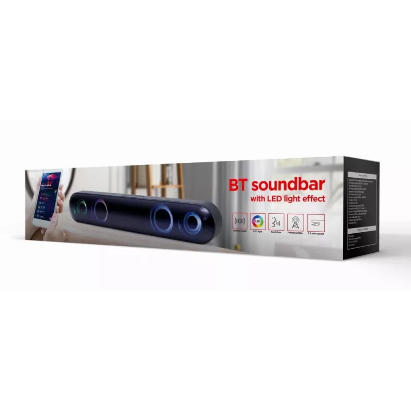 Coluna soundbar Gembird SPKBT-BAR400L preta 2.0 canais 10 W