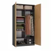 Top E Shop SD-90 ANT/ART KPL guarda-roupa para quarto, 2 portas, 7 prateleiras