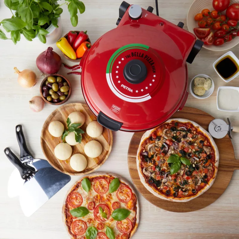 Máquina de pizza Petra PT5666VDE Bella Pizza 1200 W superfície antiaderente, forno de pizza de bancada