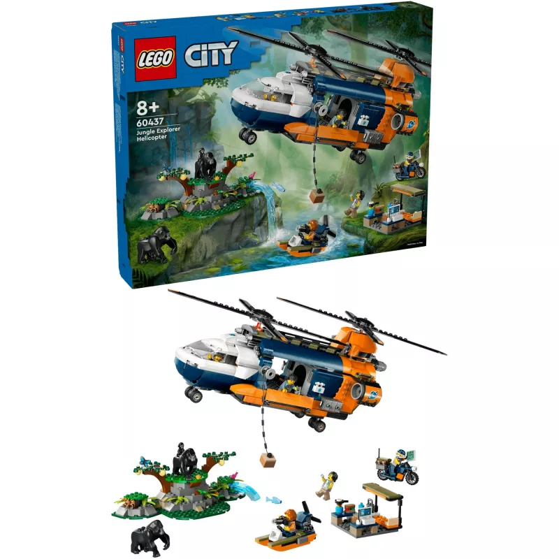 LEGO City 60437 Helicóptero de Exploração da Selva no Acampamento Base