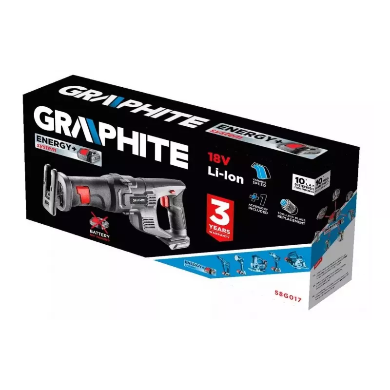 Graphite Energy+ 18V serra sabre sem fios Li-Ion, sem bateria