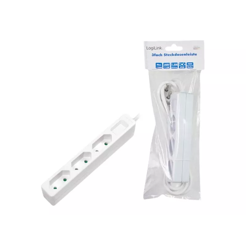 Extensão elétrica LogiLink LPS229 1,5 m 3 tomadas AC interior branco