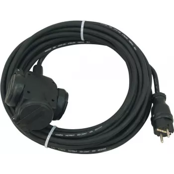 Cabo de extensão PSSO 30247013, 3 tomadas, 3×1,5 mm², 10 m, preto