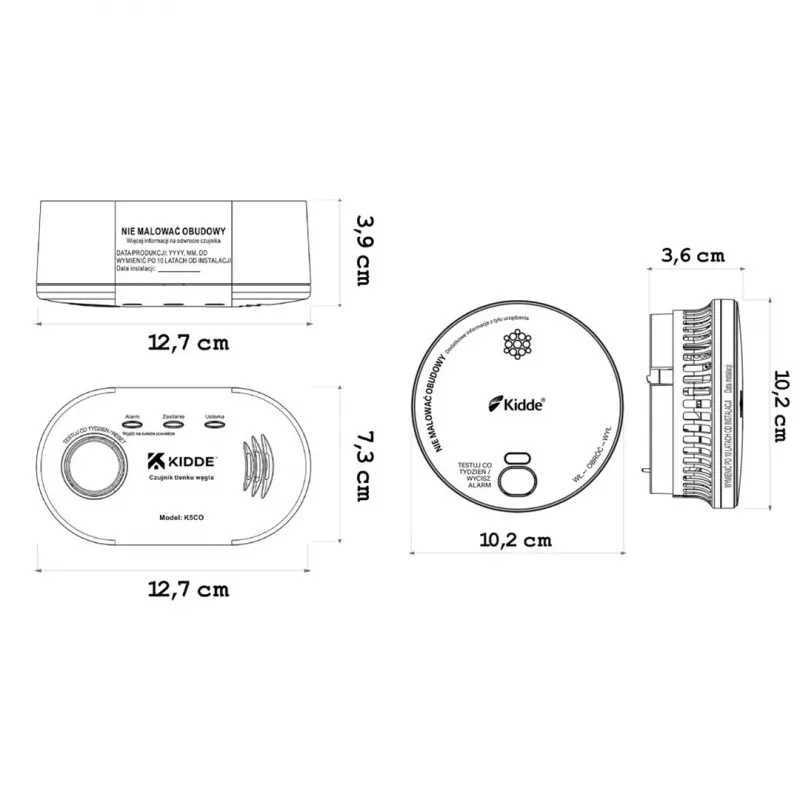 Detetor de monóxido de carbono K5CO + detetor de fumo 2030-DSR3 KIDDE