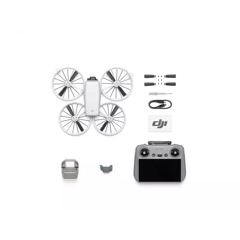 Drone DJI Flip com comando DJI RC 2, 48 MP, 4K HDR (3840x2160), 3110 mAh, 16 m/s, até 31 min de voo, menos de 249 g, preto/branco