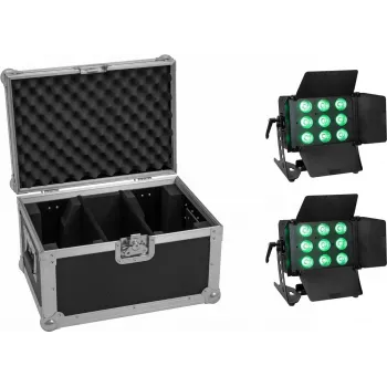 EUROLITE conjunto de 2x LED CLS-9 QCL RGB/WW 9x7W com estojo