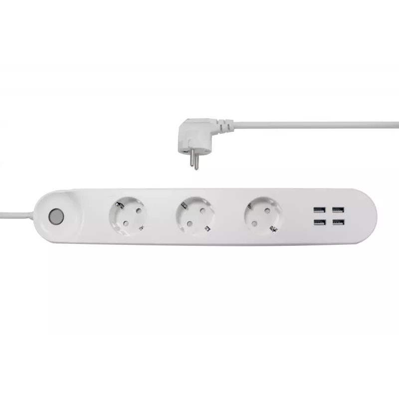 Régua de tomadas inteligente Denver SHP-300U 3 tomadas AC tipo E 4 branco