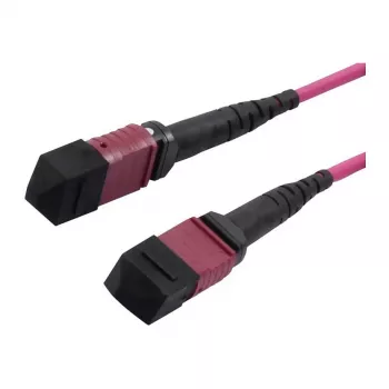 Cabo de patch de fibra ótica MTP fêmea OM4 LowLoss(ELite), 12 fibras, Tipo B cruzado, heather violeta, 15 m, Synergy 21 (S216792)