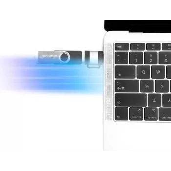 Manhattan conjunto de 2 peças: adaptador USB-C para USB-A e USB-A para USB-C, conversões macho/fêmea, 5 Gbit/s (USB 3.2 Gen1 também conhecido como USB 3.0), SuperSpeed USB, preto/prateado, garantia vitalícia