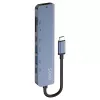 Hub USB Type-C SAVIO AK-82 com HDMI, MicroSD, USB 3.2 Gen1, PD pass-through, 4K@30Hz, 5000 Mbit/s, preto