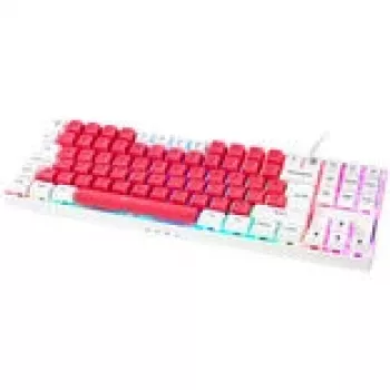 Teclado gaming mecânico GAMIAC TKL90G com switches Kailh Red, Tenkeyless, Branco/Vermelho