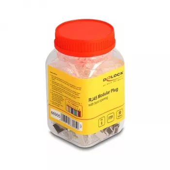 Ficha modular RJ45 DeLOCK Cat.6 50 unid. com bainhas de proteção anti-dobra
