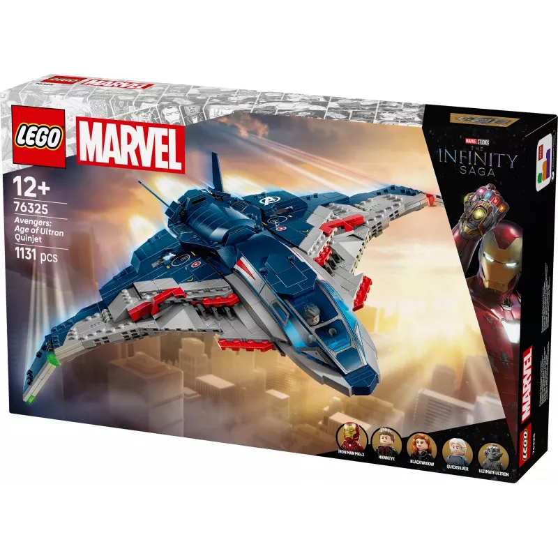 LEGO Marvel Super Heroes 76325 Avengers: Age of Ultron Quinjet, conjunto de construção, 1131 peças, 5 minifiguras, 12+