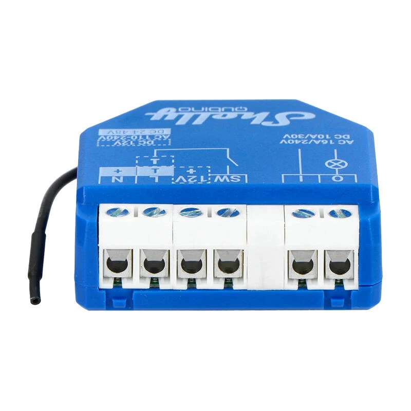 Relé inteligente Shelly Qubino Wave 1, 1 canal, de encastrar, Z-Wave, 16 A, 110–240 V AC / 24–48 V DC, plástico, azul