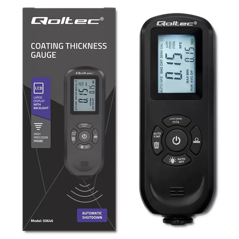 Medidor de espessura de camadas QOLTEC 50646 LCD 0–2000 µm