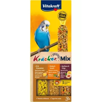 Guloseima para aves Vitakraft Kräcker cilindro 80 g ×3 – snack com sabor a cereais para aves