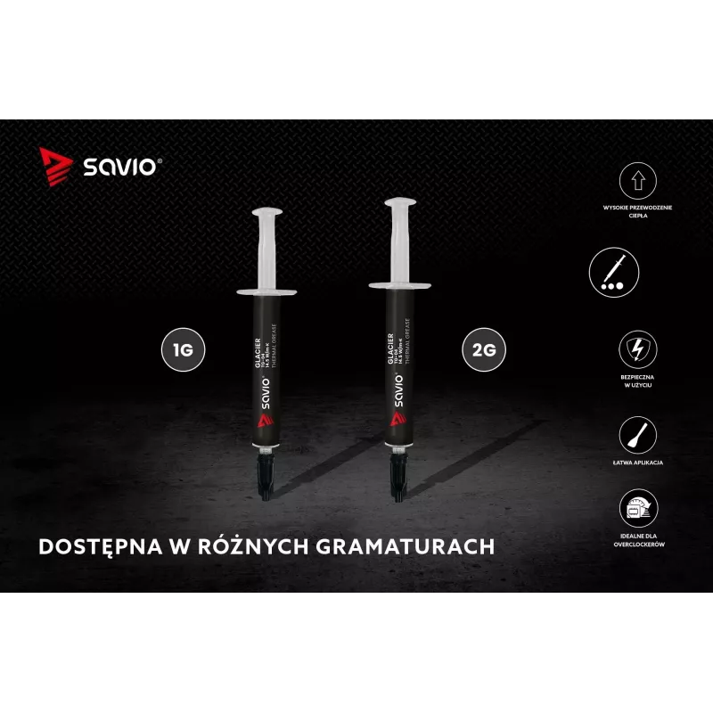 Savio Glacier TG-04 pasta térmica, 2 g, 14,5 W/mK, cinzenta