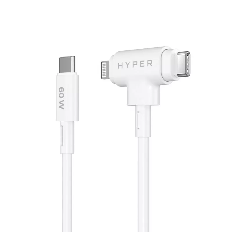 Cabo USB HYPER HyperJuice USB 2.0 1,5 m USB-C USB-C/Lightning Branco