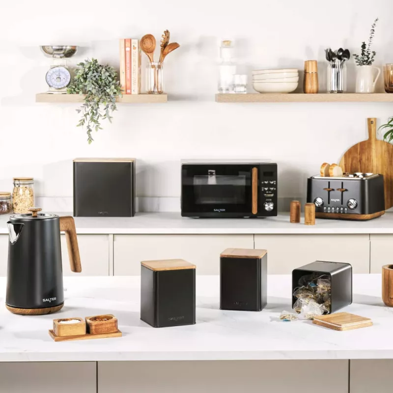 Conjunto de recipientes Salter BW12898EU7, 3 peças, preto, recipientes de armazenamento herméticos para a cozinha