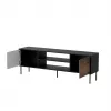 Móvel de TV cama meble EF CORTINA 180×40×60 cm, tampo superior preto, estrutura nogueira
