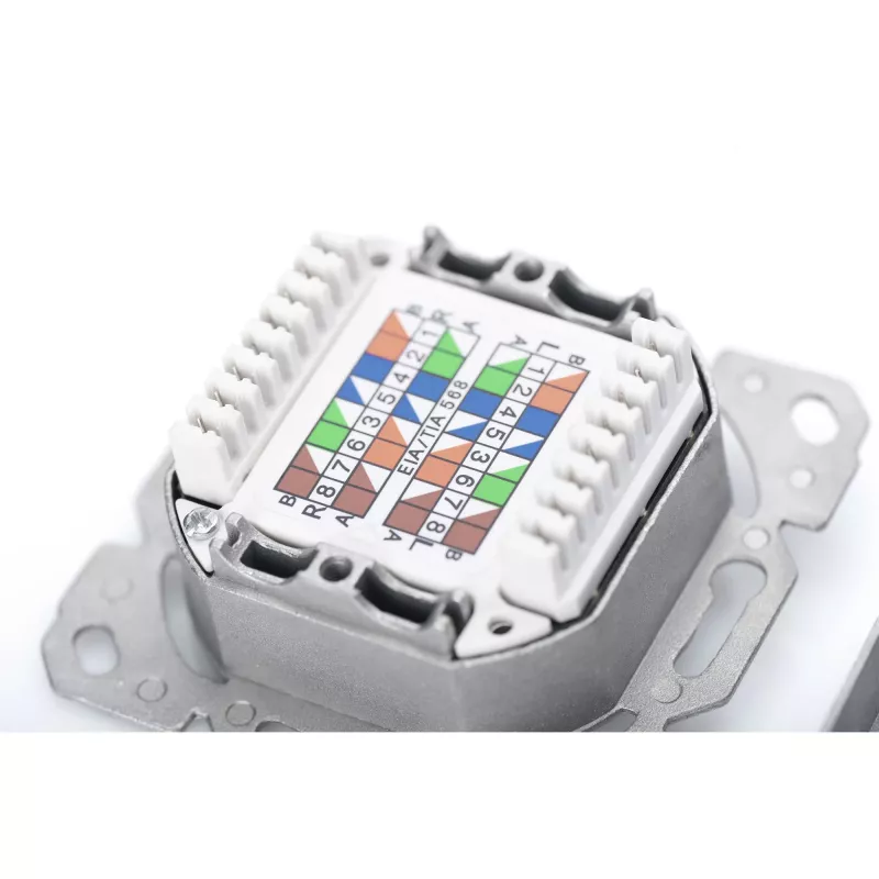 Tomada de dados CAT.6A, saliente, blindada, 2x RJ-45 LSA (branco, 5 unidades, Classe E)