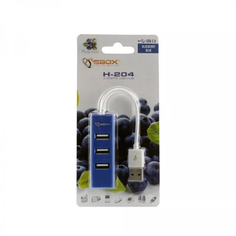 Sbox H-204 USB 4 portas HUB USB azul-arroxeado