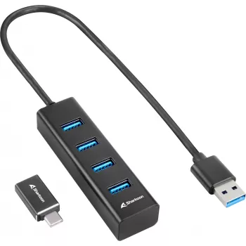 Sharkoon Hub de interface USB 3.2 Gen 1 (3.1 Gen 1) Type-C 5000 Mbit/s preto