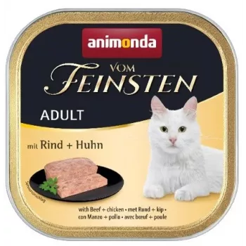 Comida húmida para gatos animonda Vom Feinsten 100 g — vaca & frango, sem cereais, sem glúten, gatos adultos
