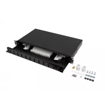 Patch panel Lanberg FOP1-12SD-LQB 1U aço preto montagem em rack