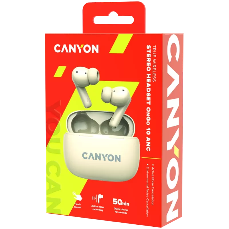 Auscultadores e headset Canyon CNS-TWS10BG True Wireless Stereo (TWS) In-Ear para chamadas/música/desporto/dia a dia USB Type-C Bluetooth Bege (CNS-TWS10BG)