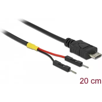 Delock Cabo de alimentação USB Micro-B para 2 x conector de pino único, 20 cm