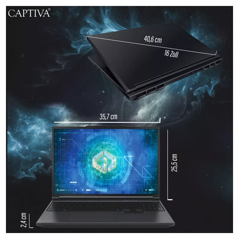 Captiva Highend Gaming I99-480GE Portátil, 16 polegadas WQXGA, Intel Core i9-14900HX, 32GB, 1TB SSD, RTX 5070 Ti, Windows 11 Home