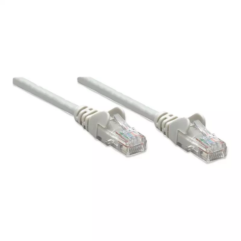 Cabo de rede Patch Intellinet, Cat6, 2 m, Cinzento, CCA, U/UTP, PVC, RJ45, contactos banhados a ouro, proteção das patilhas, bainha anti-dobras, garantia vitalícia