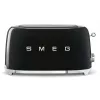 Smeg - TSF02 Torradeira 4 fatias - Preto/lacado/LxAxP 41x20,8x21,5 cm/6 níveis de torra/1500W