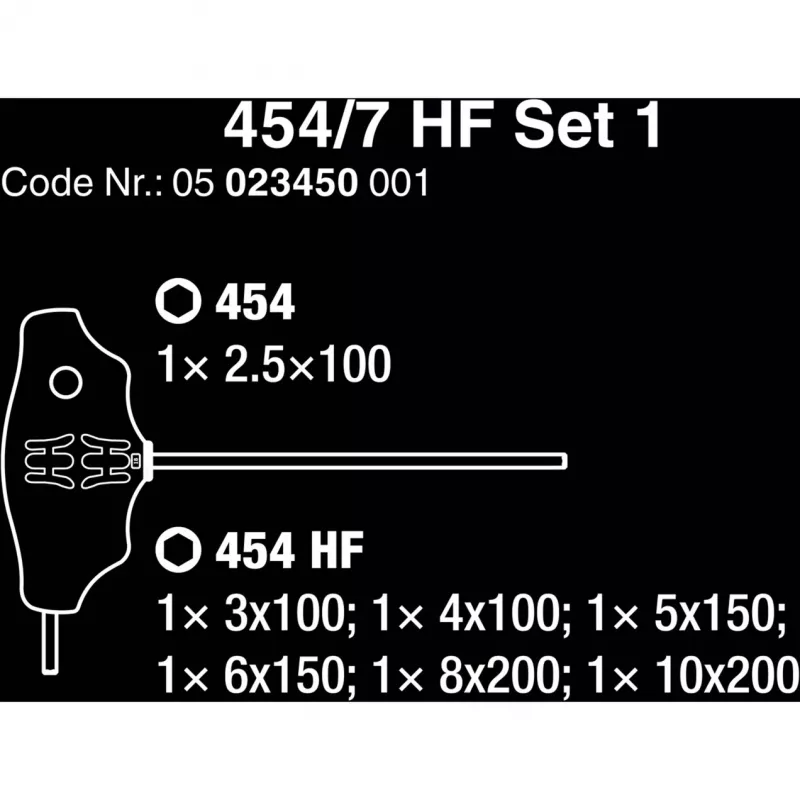 454/7 HF Conjunto 1 Chaves de fendas com punho transversal + suporte, 7 peças (preto/verde, com função de retenção)