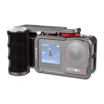 Capa de proteção metálica com pega Puluz para DJI Osmo Action 5 Pro / Action 4 / Action 3