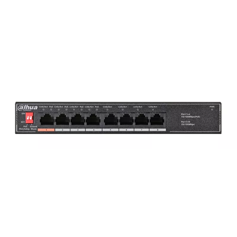 Dahua Technology PoE SF1008LP switch não gerido L2 Fast Ethernet (10/100) Power over Ethernet (PoE) preto