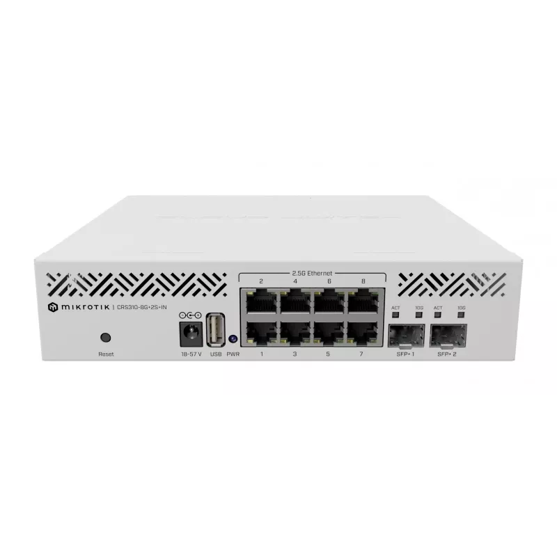 Switch gerível MikroTik CRS310-8G+2S+IN, 8x 2,5G, 2x SFP+