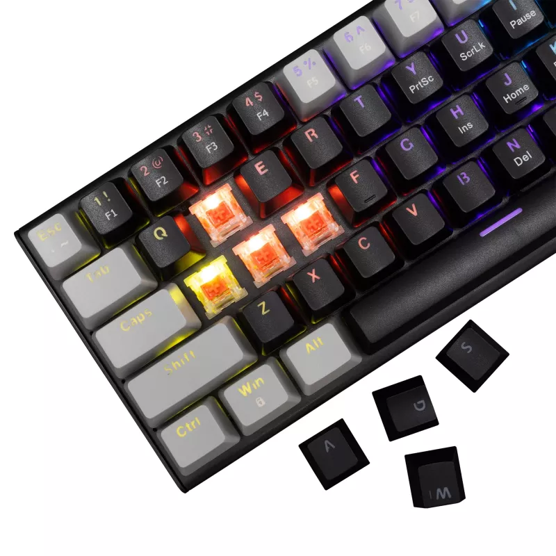 Teclado de gaming mecânico White Shark Wakizashi WAKIZASHI-2 com US Red Switches, preto-cinzento