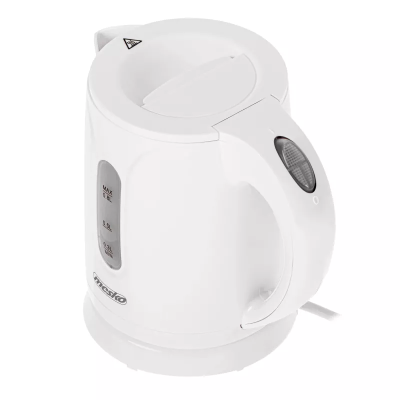 Chaleira elétrica Mesko | MS 1376 | Elétrica | 850 W | 0,8 L | Plástico | Base rotativa 360° | Branco