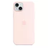 Capa de silicone com MagSafe para iPhone 15 Plus – Rosa-claro
