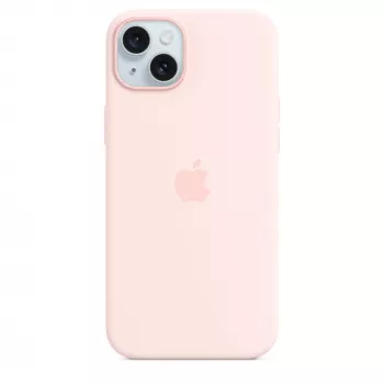 Capa de silicone com MagSafe para iPhone 15 Plus – Rosa-claro