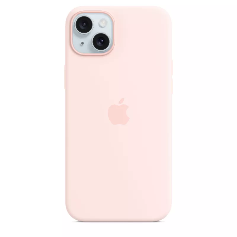 Capa de silicone com MagSafe para iPhone 15 Plus – Rosa-claro